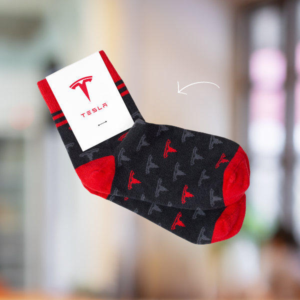 custom crew sock with logo for tesla